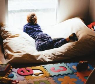 Photo of a child on a bean bag