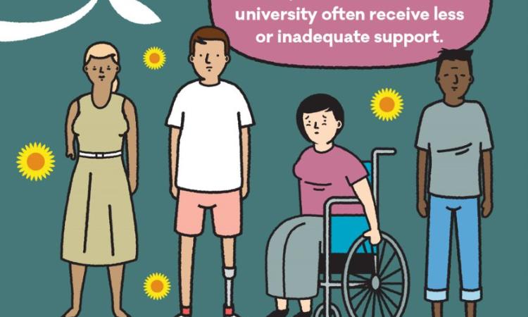 Four university students with a range of disabilities
