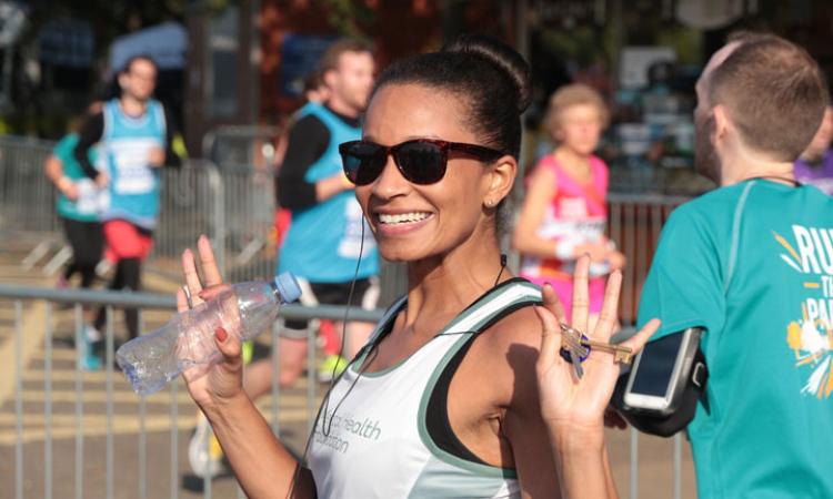 Woman smiling marathon