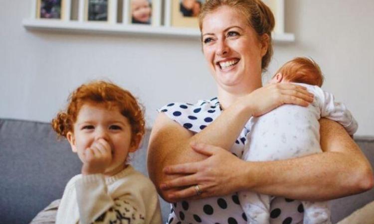 Mother, toddler and baby