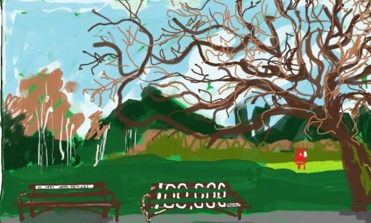 A drawing of a park, drawn by Jolie