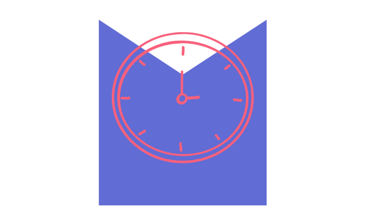 Drawing of clock face on M shaped graphic