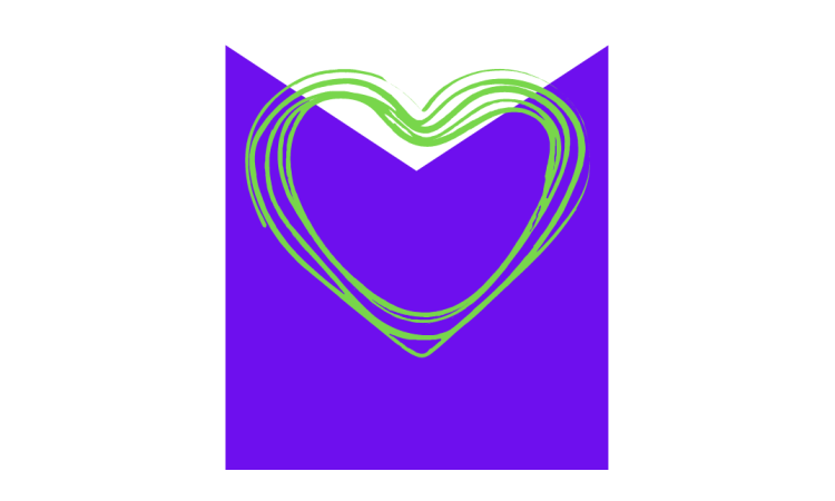 Sketched heart over M shaped graphic