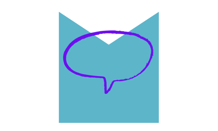 Speech bubble on M shaped graphic