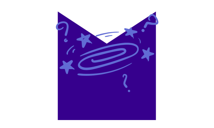 Drawing of a spiral and stars depicting thoughts and feelings